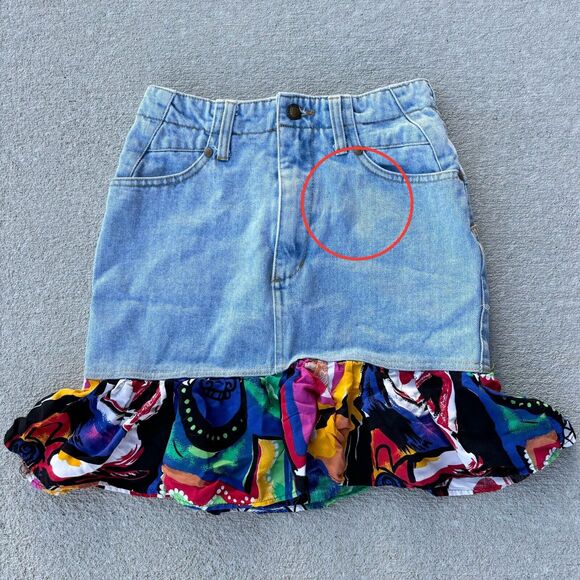 Vintage 90s Rare Absolutely No! Jeans Authentic Venom Skirt Fabric Ruffle Bottom - Picture 5 of 12